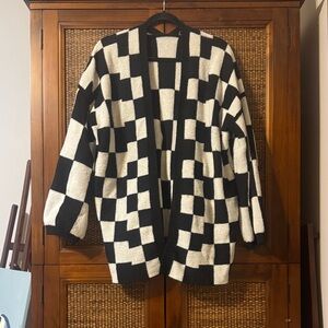 Black and White Checkered Cardigan